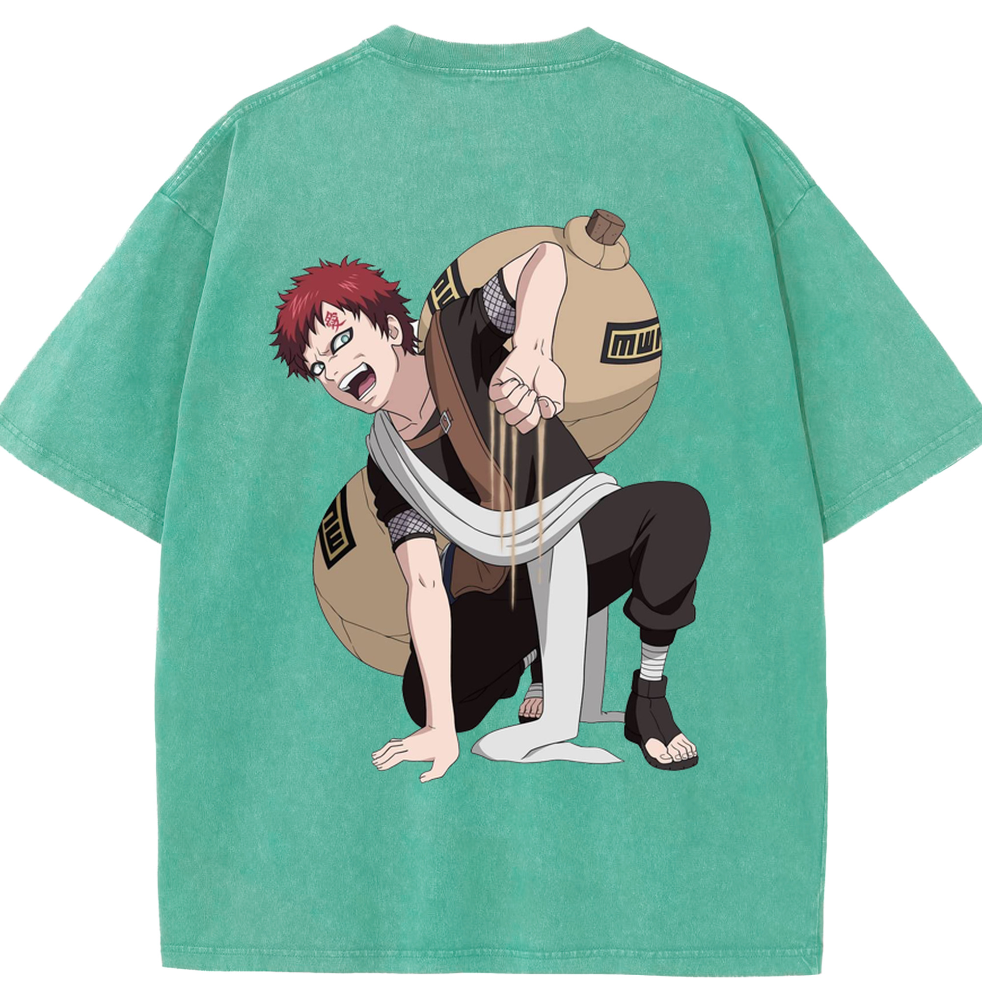 （画像用） NARUTO -ナルト- ガアラ Gaara 綿100% ヴィンテージ風 半袖Tシャツ（背面プリント）